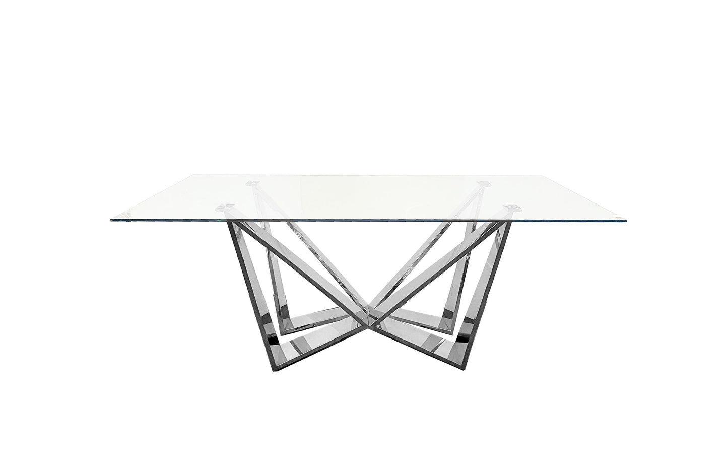 Roula Silver Dining Table  - Clear Glass - 240cm x 110cm