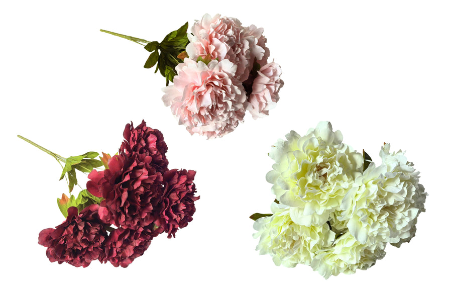 Artificial Bloomed Peony Set of 2 Bunch 45cm - Soft Pink