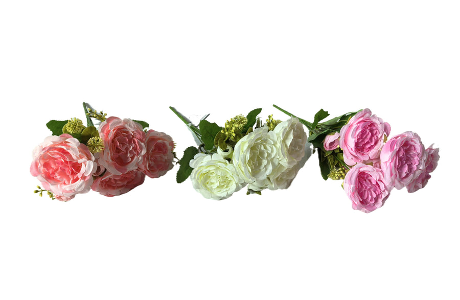 Artificial Rose Bunch 31cm - Pink - Set of 3