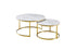 Nesting Style Coffee Table - White on Gold Stainless Steel - 80cm/60cm