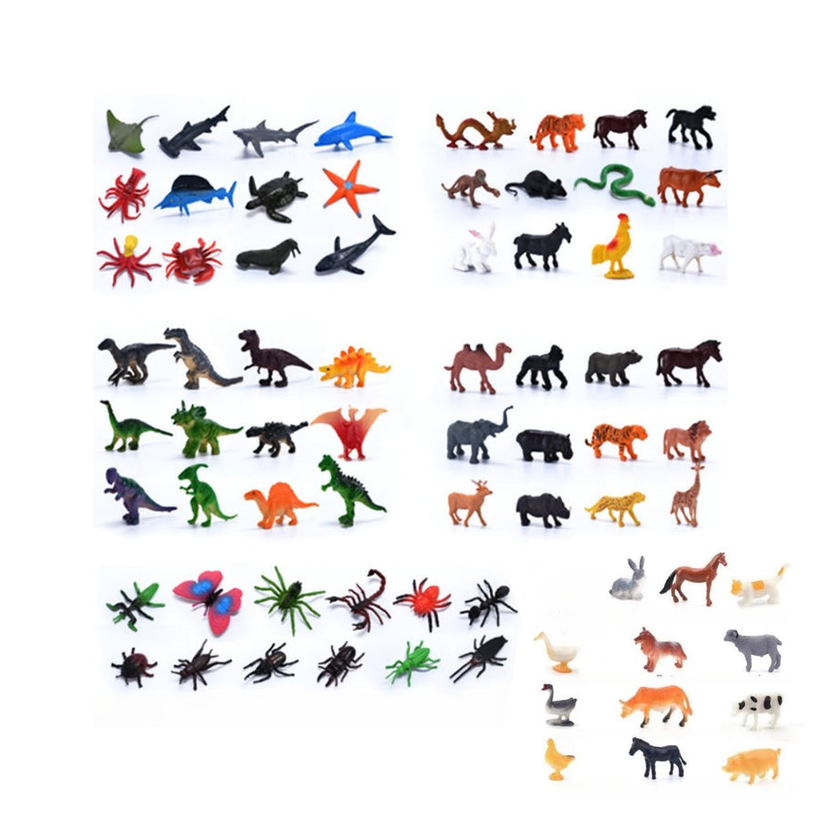 Mini Wild Animal Action Figures – Learning Toy Set for Toddlers & Kids 6 Assorted types - Dinosaurs: 12 PCs