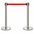 2 Pack Queue Barrier Stanchion Posts Retractable Belt Crowd Control Safety Barrier Silver Red