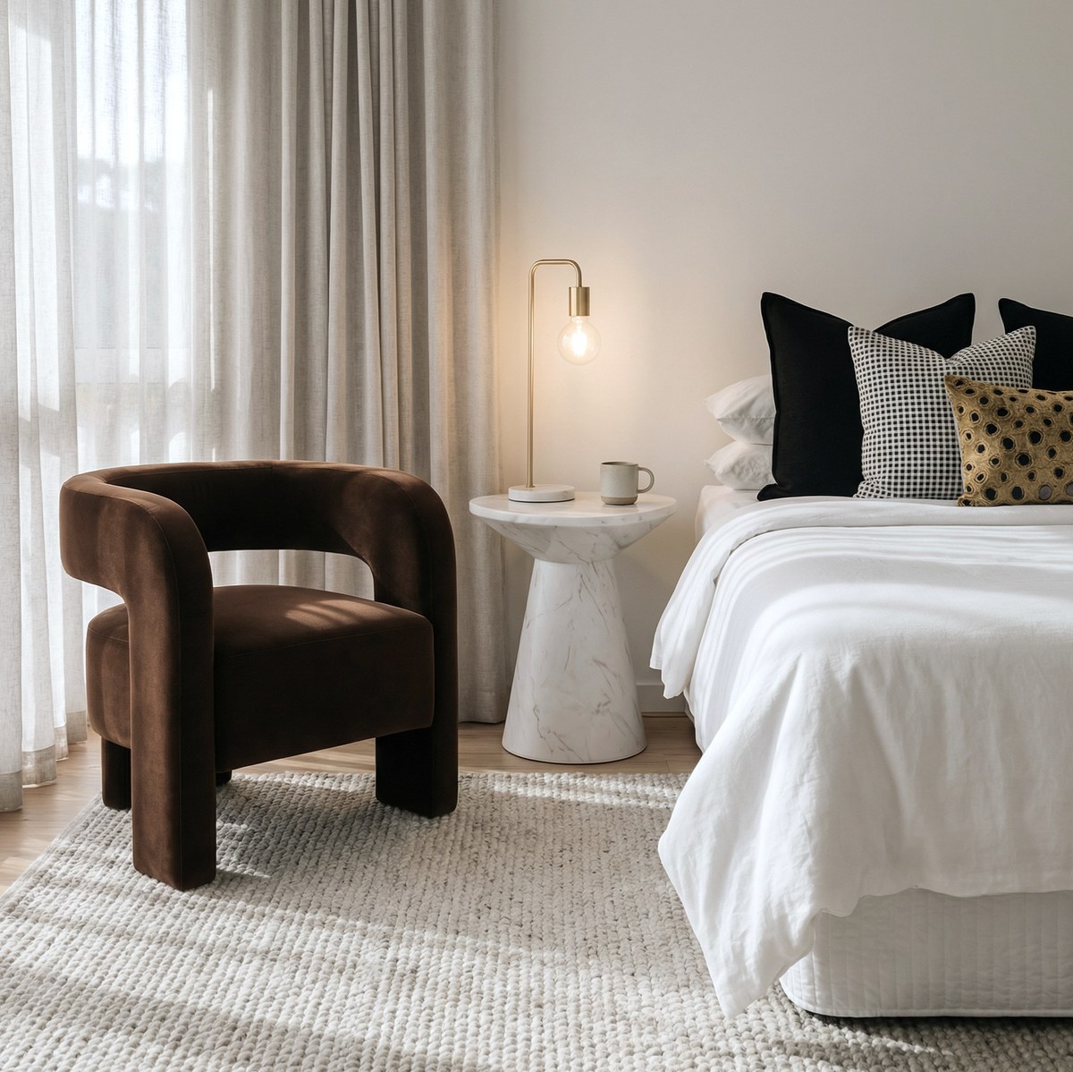 Interior Ave - Portia Velvet Arm Chair - Espresso