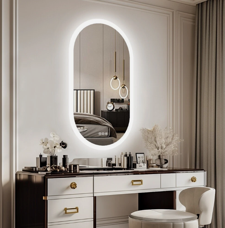 Interior Ave - LED Oval Frameless Salon / Bathroom Wall Mirror - 50 x 100cm