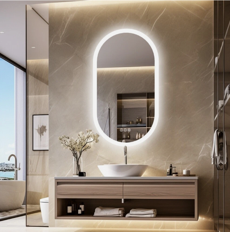 Interior Ave - LED Oval Frameless Salon / Bathroom Wall Mirror - 60 x 120cm