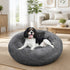 Dog Pet Cat Calming Bed Warm Plush Round Nest Comfy Sleeping Bed Dark Grey 70cm