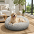 Pet Dog Bed Bedding Warm Plush Round Comfort Dog Nest Light Grey kennel XL 100cm