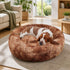 Dog Cat Pet Calming Bed Washable ZIPPER Cover Warm Soft Plush Round Sleeping 100