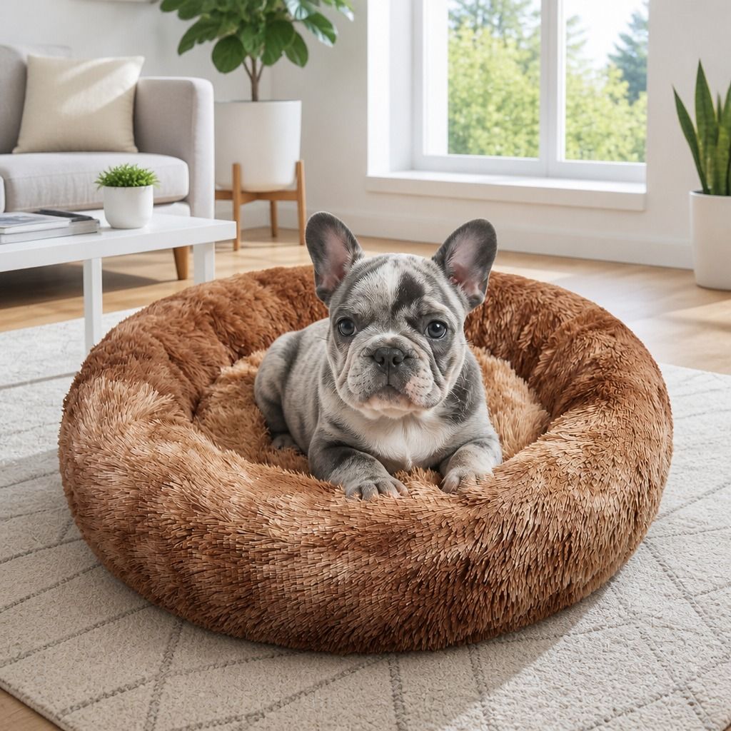 Dog Cat Pet Calming Bed Warm Soft Plush Round Nest Comfy Sleeping Kennel Cave 70