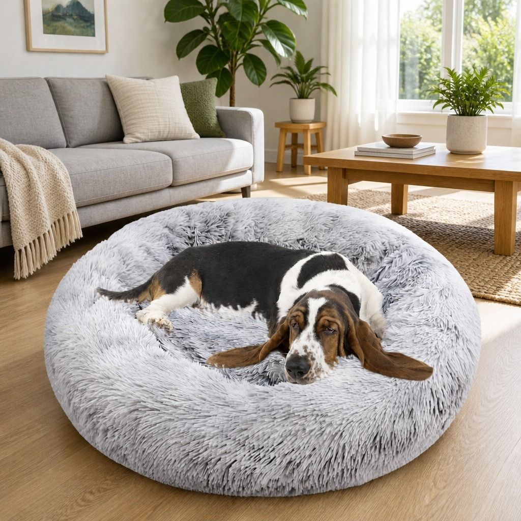 Pet Bed Dog Cat Large Beds Calming Warm Soft Cushion Mattress Plush Comfy 90cm