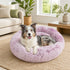 Dog Cat Pet Calming Bed Warm Soft Plush Round Nest Comfy Sleeping Cave MEL 120cm