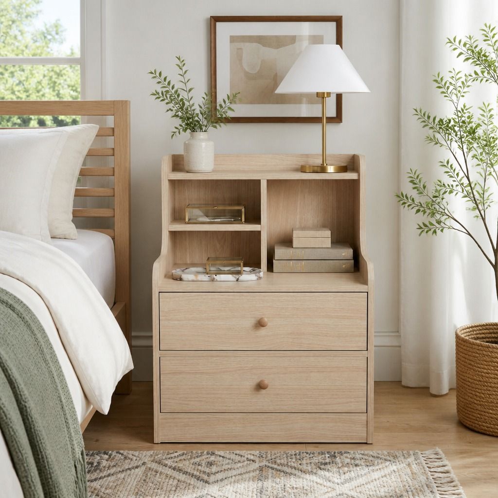 HYGGO Wooden Bedside Table Nightstand Drawer Storage Minimalist Multi-Functional
