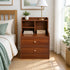 HYGGO Bedside Table Drawer Nightstand Multi-Compartment Storage Reddish-Brown 70cm