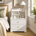 HYGGO White Nightstand Bedside Table Wooden Drawers Storage Sections Curved Sides