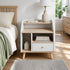 HYGGO Bedside Table Drawer Nightstand Wooden Legs Open Shelves Side Compartment White
