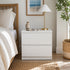 HYGGO Bedside Table Drawer Nightstand Warm White Double Drawer Finger Pull Modern