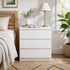 HYGGO Bedside Table Drawer Nightstand Warm White Triple Drawer Finger Pull Modern