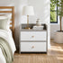HYGGO Two-Tone Bedside Table Nightstand Light Gray White Drawers Wooden Knobs