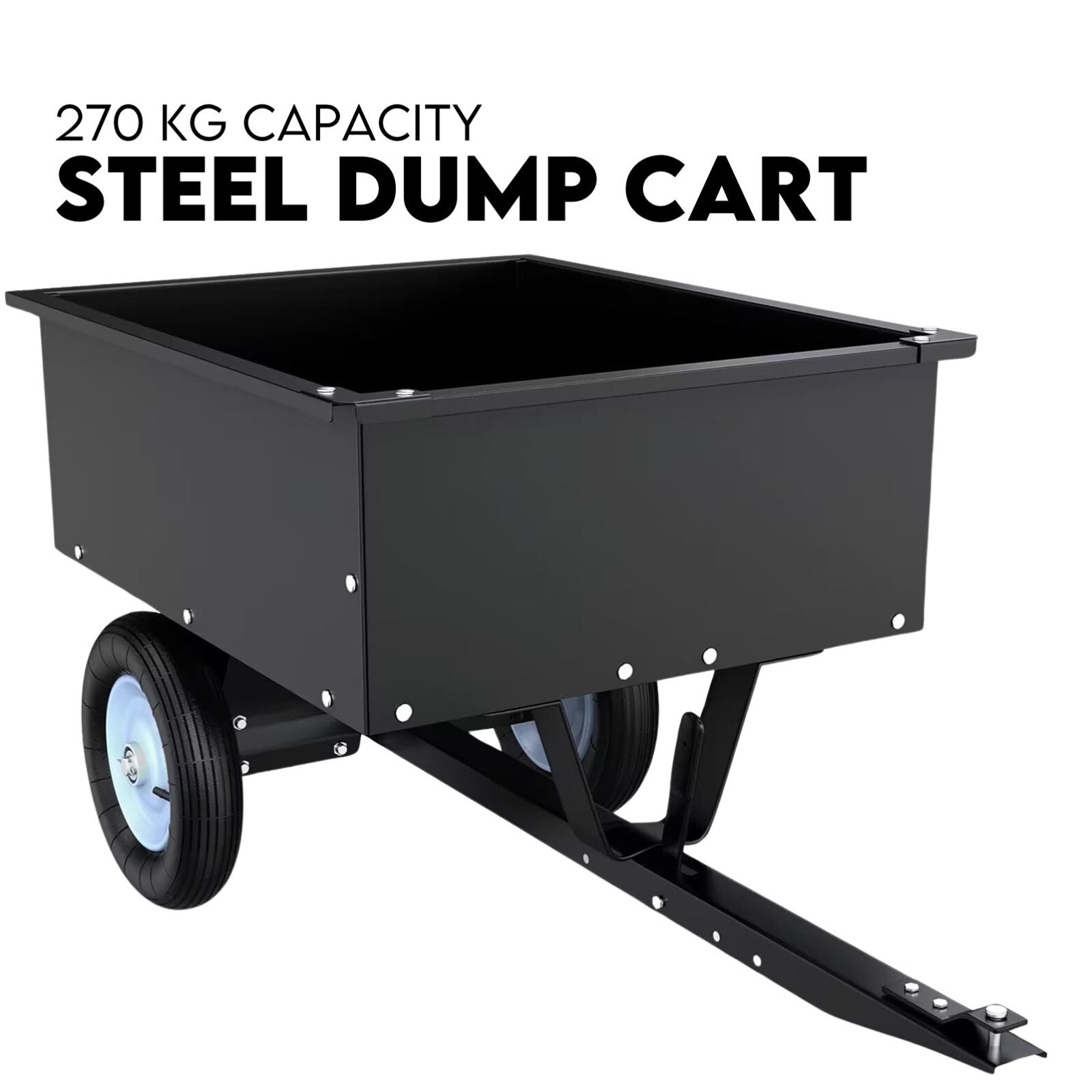 270kg Steel Dump Cart for Ride on Mower ATV Metal Garden Trailer