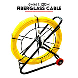 120M×6MM Fish Tape Puller Fiberglass Wire Cable Running Duct Rodder with Wheels