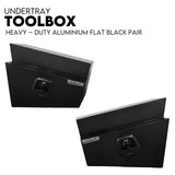 600mm Pair of Under Tray Tool Box Aluminium Undertray Underbody Toolbox Black