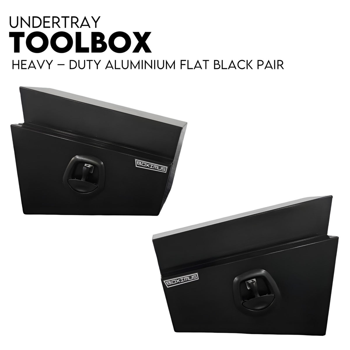 600mm Pair of Under Tray Tool Box Aluminium Undertray Underbody Toolbox Black