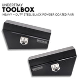750mm Pair of Under Tray Undertray Tool Box Steel Underbody Toolbox