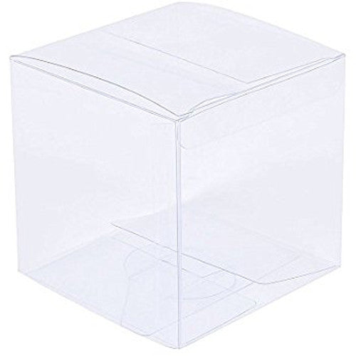 50 Pack of  12cm Square Cube Box - Large Bomboniere Exhibition Gift Product Showcase Clear Plastic Shop Display Storage 