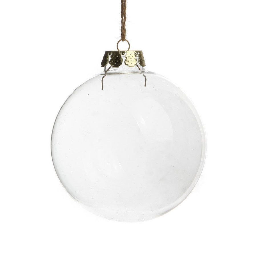 24 Bulk Buy Pack of Glass Bauble 10cm Diameter Round Clear with Silver Cap - table or tree centrepice personal memory th