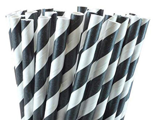 1000 Bulk Wholesale Pack Black White Drinking Straws Biodegradable Eco Paper Birthday Party Event Bistro Bar Cafe Take A