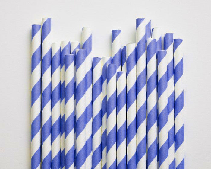 1000 Bulk Wholesale Pack Blue White Drinking Straws Biodegradable Eco Paper Birthday Party Event Bistro Bar Cafe Take Aw