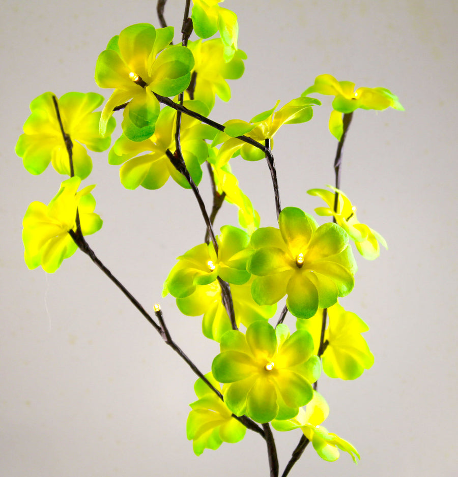 1 Set of 50cm H 20 LED Green Frangipani Tree Branch Stem Fairy Light Wedding Event Party Function Table Vase Centrepiece