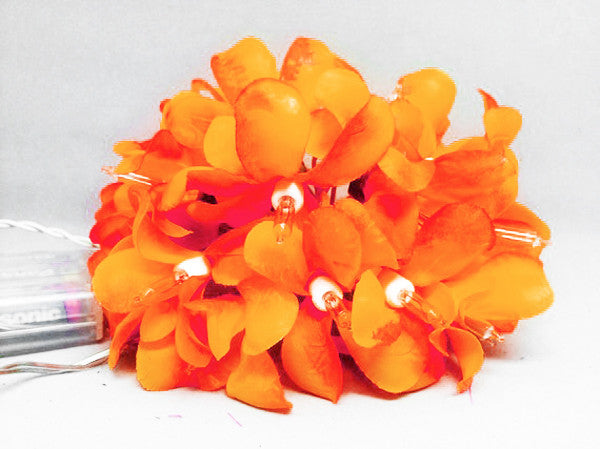 1 Set of 20 LED Orange Frangipani Flower Battery String Lights Christmas Gift Home Wedding Party Decoration Outdoor Tabl