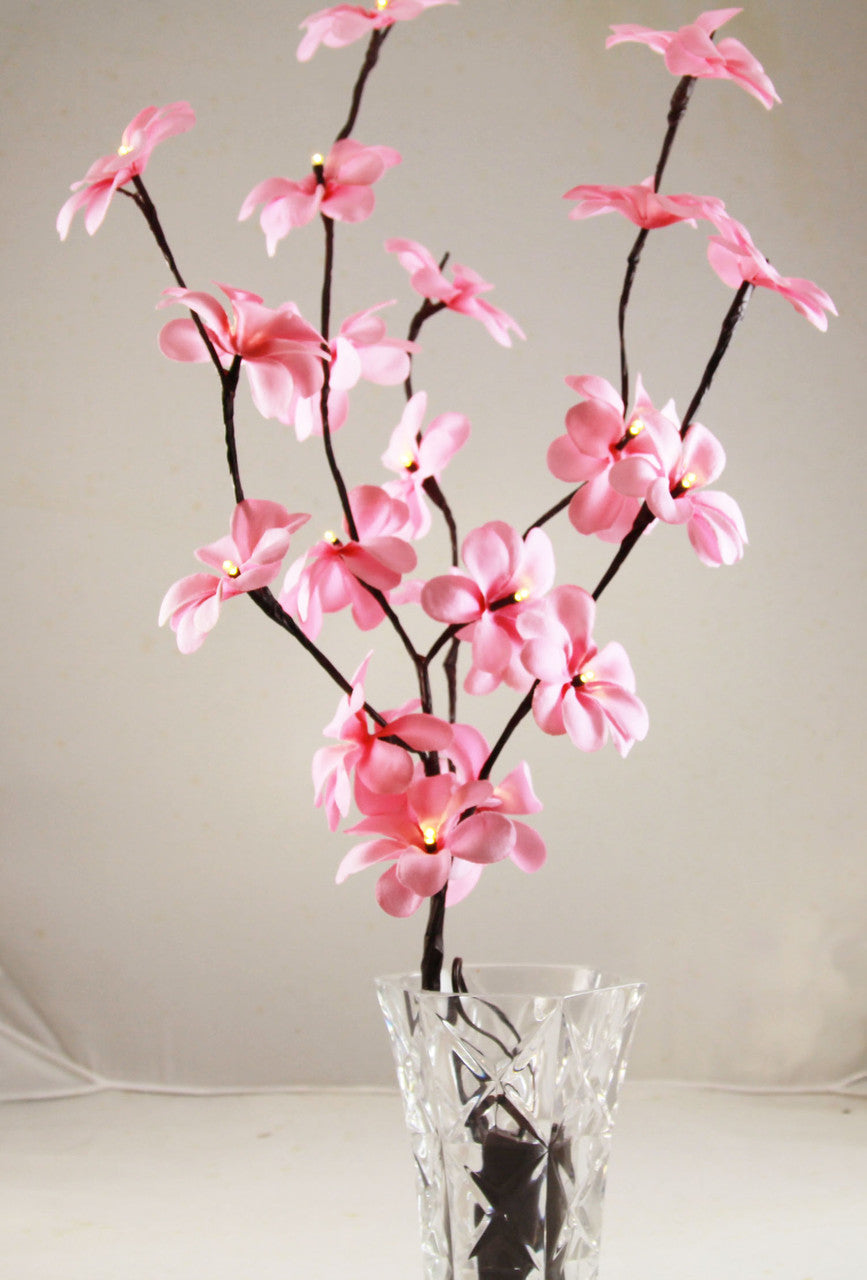 1 Set of 50cm H 20 LED Pink Frangipani Tree Branch Stem Fairy Light Wedding Event Party Function Table Vase Centrepiece 