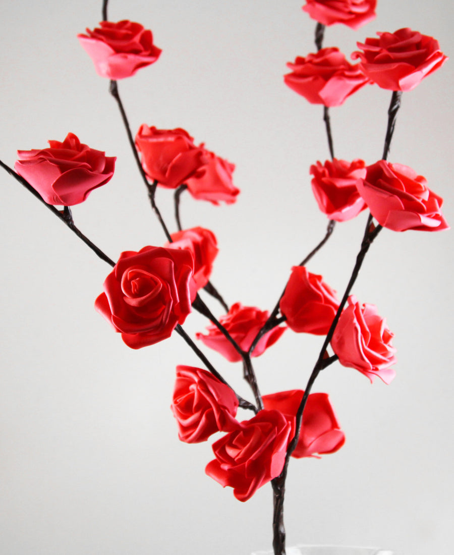 1 Set of 50cm H 20 LED Red Rose Tree Branch Stem Fairy Light Wedding Event Party Function Table Vase Centrepiece Decorat
