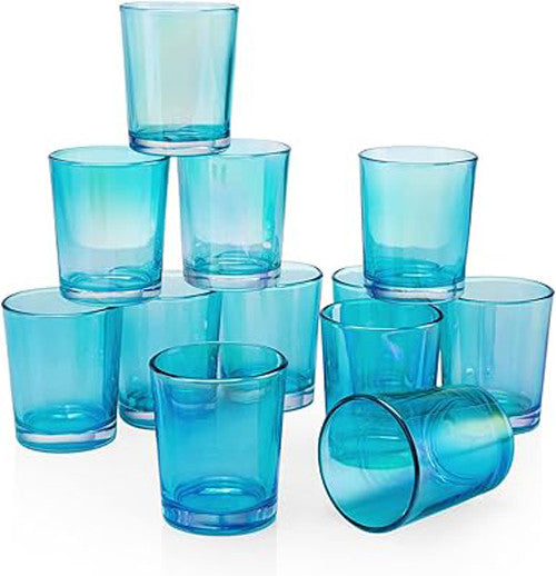 40 Pack Turquoise Glass Votive Tealight Candle Holders House Party Cenrepiece Xmas Wedding Decor Glass Candlestick Party Decorations Bridal Baby Shower Event