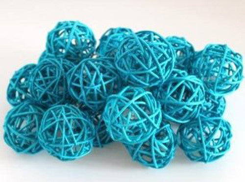 1 Set of 20 LED Turquoise 5cm Rattan Cane Ball Battery Powered String Lights Christmas Gift Home Wedding Party Bedroom D
