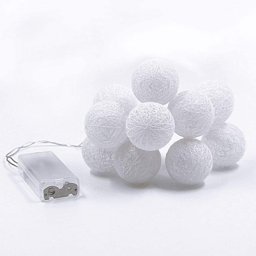 1 Set of 20 LED White 5cm Cotton Ball Battery Powered String Lights Christmas Gift Home Wedding Party Bedroom Decoration