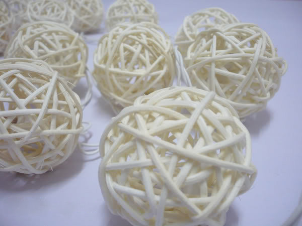 1 Set of 20 LED Cream White 5cm Rattan Cane Ball Battery Powered String Lights Christmas Gift Home Wedding Party Bedroom