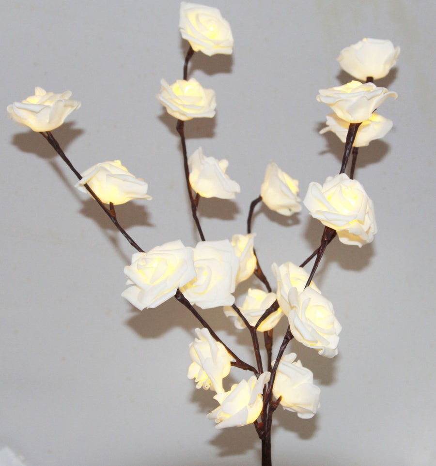 1 Set of 50cm H 20 LED White Rose Tree Branch Stem Fairy Light Wedding Event Party Function Table Vase Centrepiece Decor