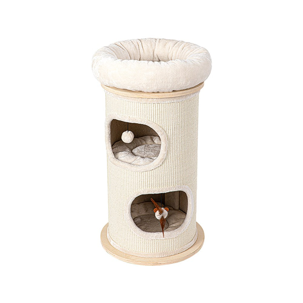 HONEYPOTCAT Cosy Sisal Barrel With Plush Top - Compact 89cm 