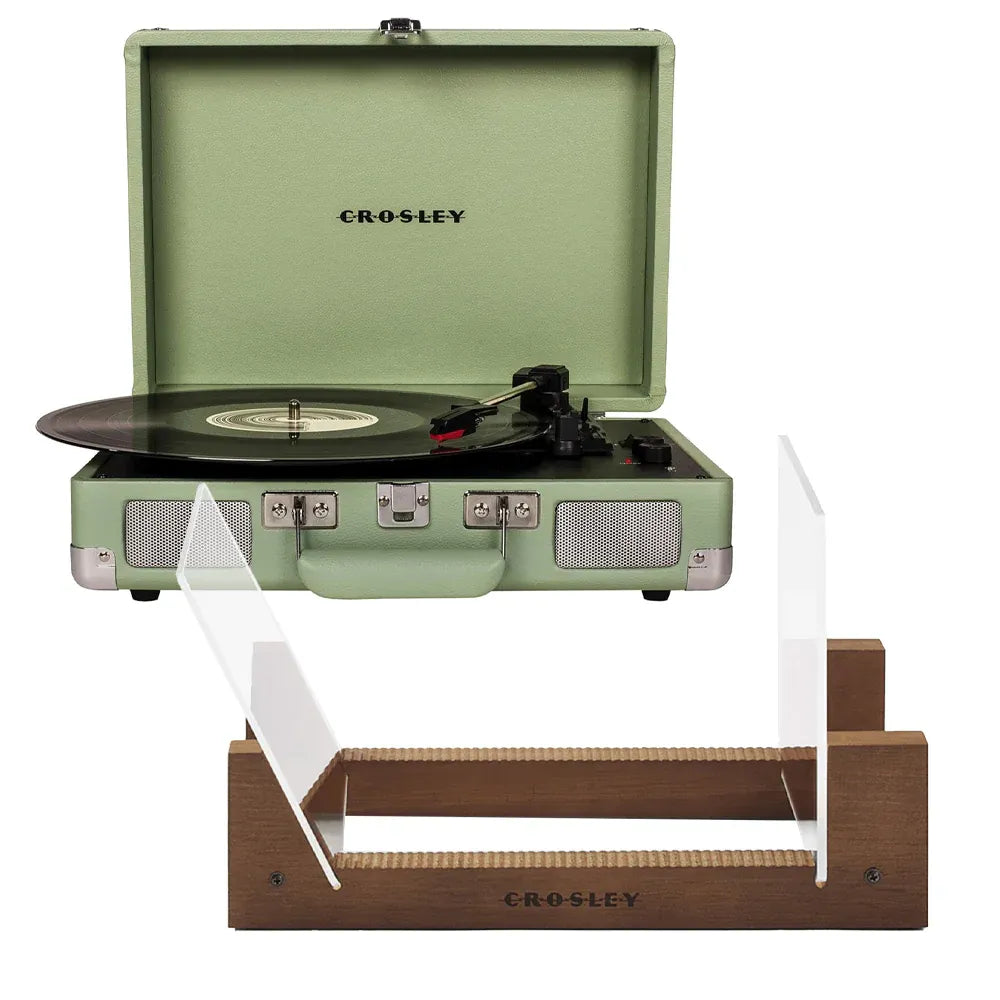 Crosley Cruiser Bluetooth Portable Turntable - Mint + Bundled Crosley Record Storage Display Stand