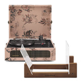 Crosley Voyager Bluetooth Portable Turntable - Floral + Bundled Crosley Record Storage Display Stand