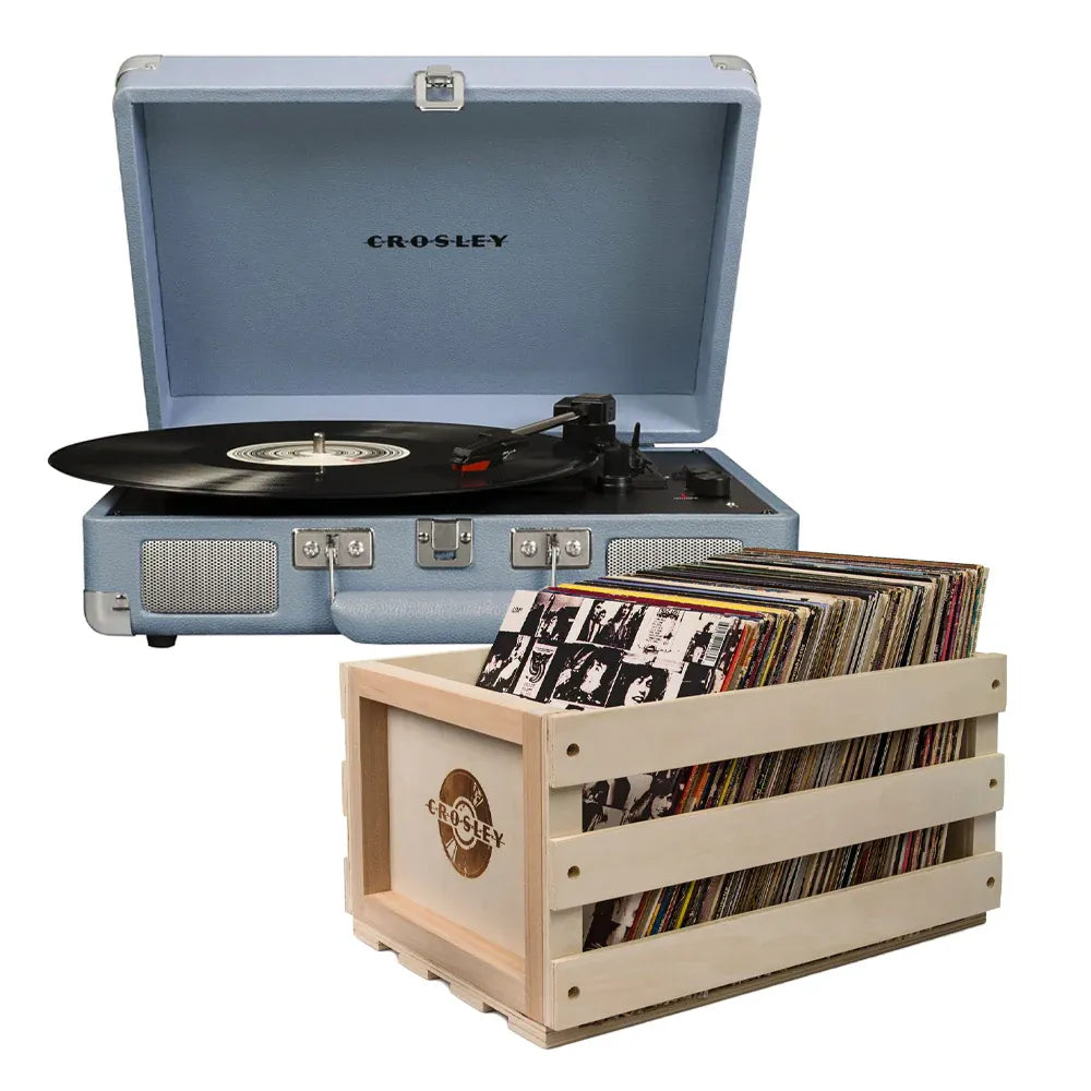 Crosley Cruiser Bluetooth Portable Turntable - Tourmaline + Bundled Crosley Record Storage Crate