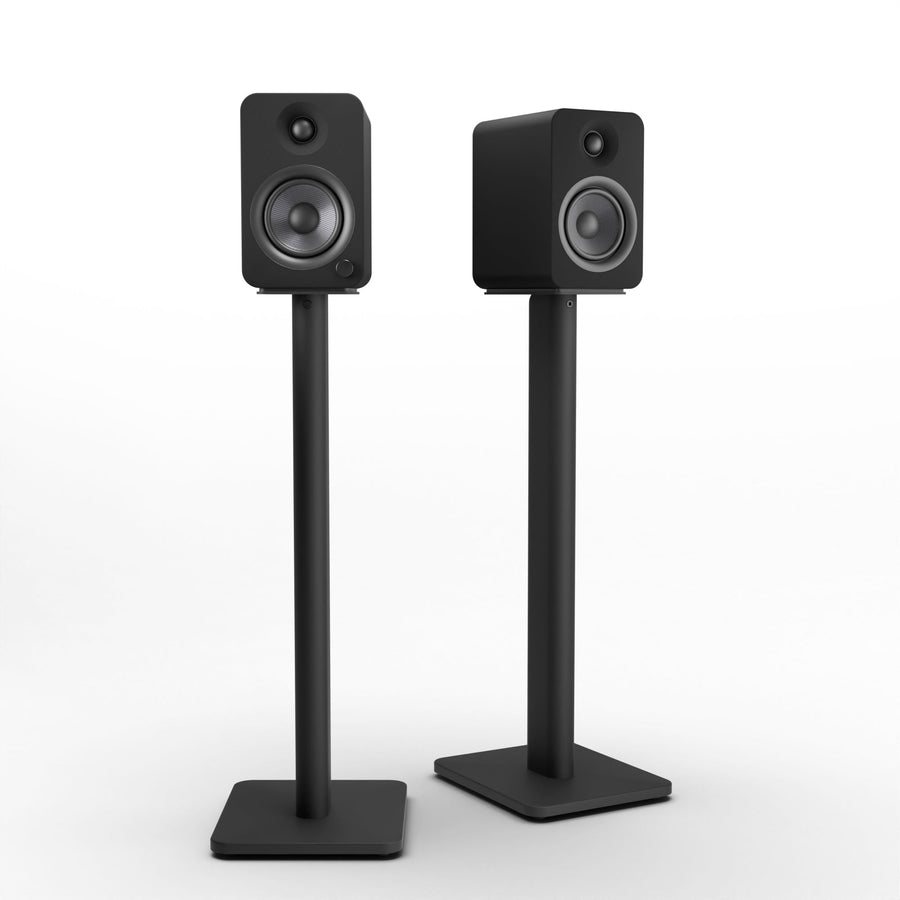 Kanto YU4 140W Powered Bookshelf Speakers with Bluetooth and Phono Preamp - Pair, Matte Black with SP26PL Black Stand Bu