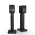 Kanto YU4 140W Powered Bookshelf Speakers with Bluetooth and Phono Preamp - Pair, Matte Black with SX22 Black Stand Bund