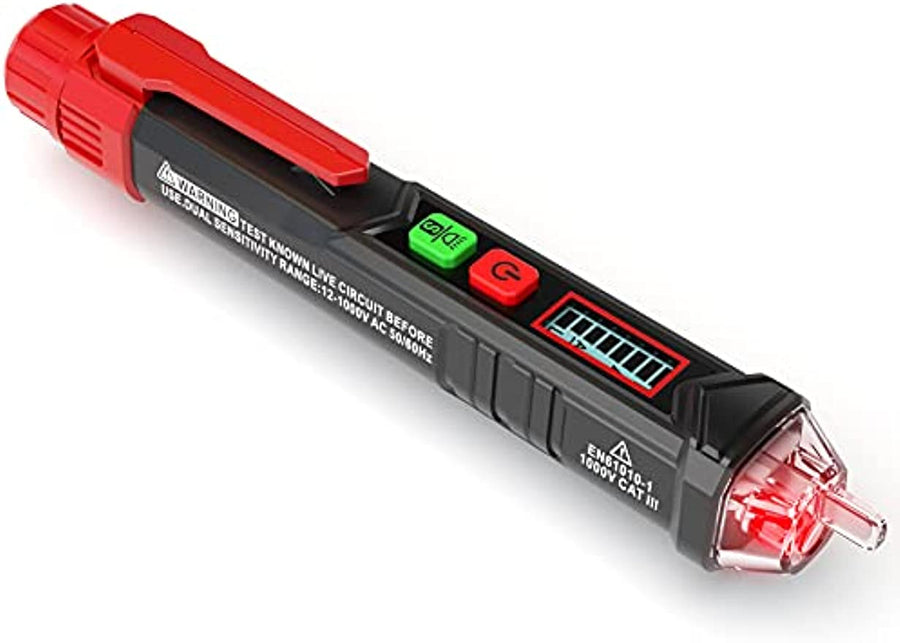 KAIWEETS HT100 Non Contact Voltage Tester AC Electricity Detect Pen 12V-1000V/48V-1000V Dual Range with LCD Display LED 