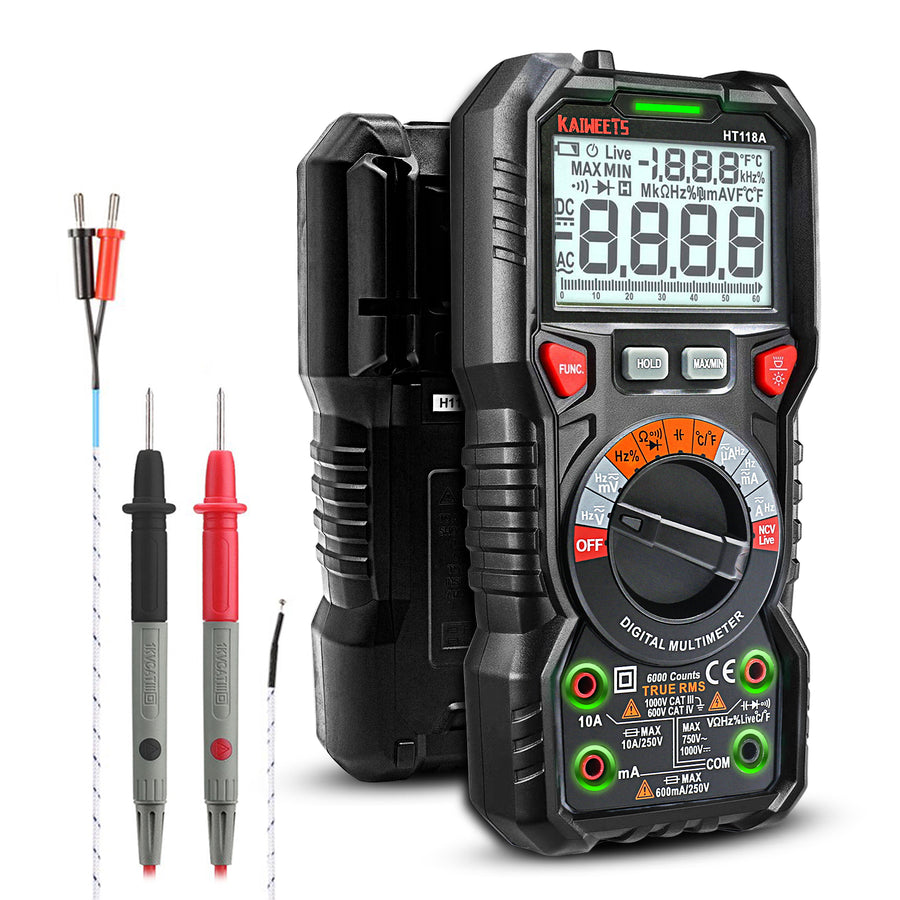 KAIWEETS Digital Multimeter TRMS 6000 Counts Voltmeter Auto-Ranging Fast Accurately Measures Voltage Current Amp Resista
