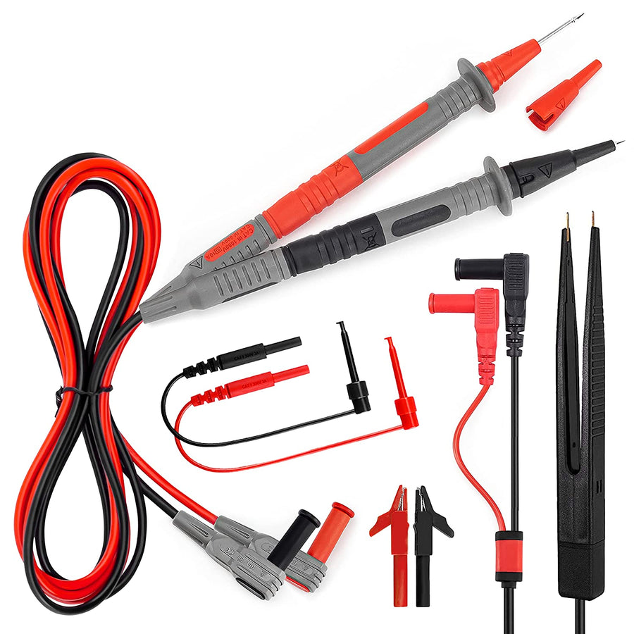 KAIWEETS Soft Silicone Electrician Test Leads Kit CAT III 1000V & CAT IV 600V with Alligator Clips and Needle Probe for 
