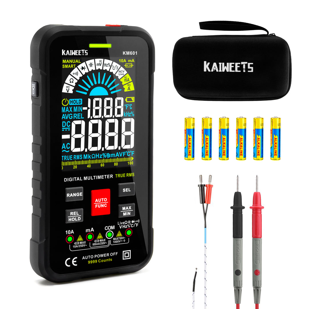 KAIWEETS Digital Multimeter Voltmeter Smart Electrical Tester Measures Voltage Current Resistance Continuity Duty-Cycle 